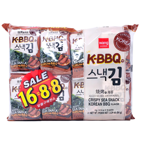 WANG K-BBQ Snack Seaweed/4g*16 燒烤味海苔4g*1