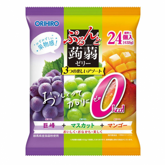 ORIHIRO 24P 0 Cal Mango/Muscat/Grape Konjac Jelly/480g