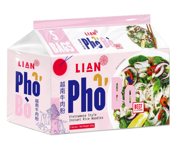 Lian Instant Rice Noodles Beef Flav/300g